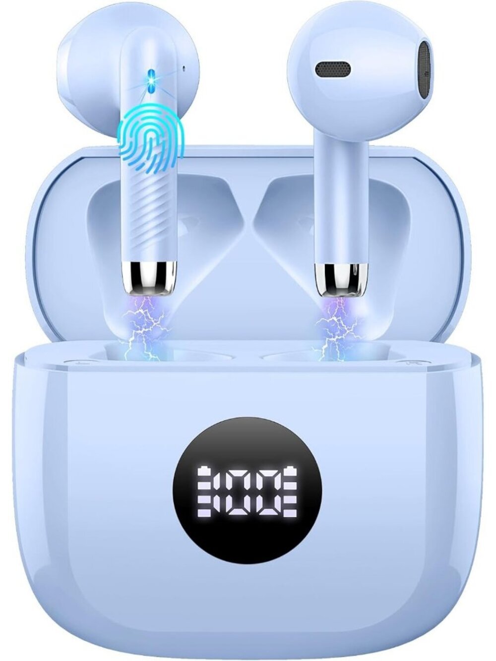 Wireless Whale Blue LED Power Display Bass Stereo 40H Playback Bluetooth Earbud